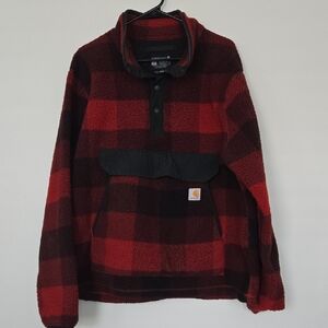 Carhartt Men's Large Red and Black Plaid Anaork